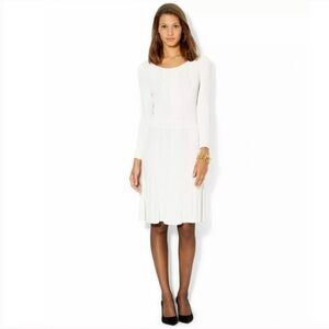 Lauren by Ralph Lauren white long sleeve, pleated skirt dress